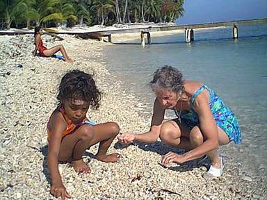 Myra and Dot, beachcombing