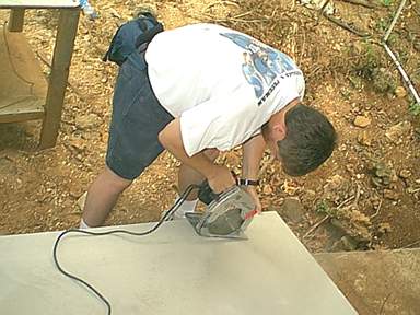 Daniel cuts the last piece