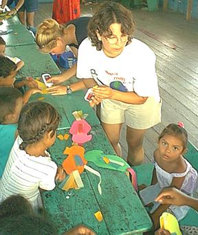 Rhonda helps kids craft their own toucans