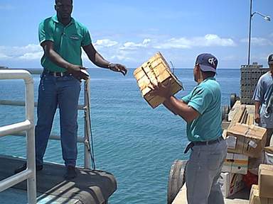 Cargo being offloaded