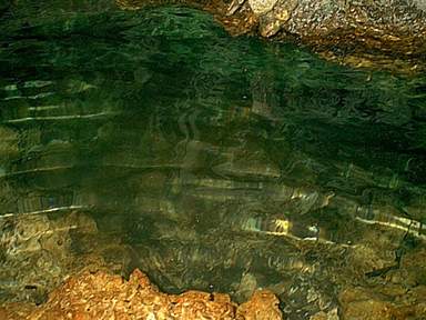 The water is clear and deep