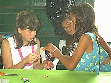 Julia helps a participant